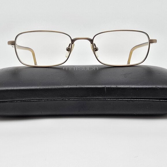 Matsuda 10151 Brushed Antique Gold Brown Eyeglasses Frame w Case Japan 50-18-142 - Picture 1 of 16